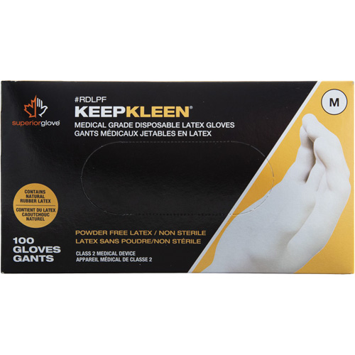 KeepKleen&reg; Disposable Medical Exam Grade Gloves, Large, Latex, 5-mil, Powder-Free, White, Class 2 Rideout Tool & Machine Inc.
