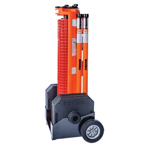 Wheeled Barrier, 50' L, Plastic, Orange Rideout Tool & Machine Inc.