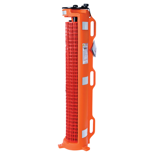 Wheeled Barrier, 50' L, Plastic, Orange Rideout Tool & Machine Inc.