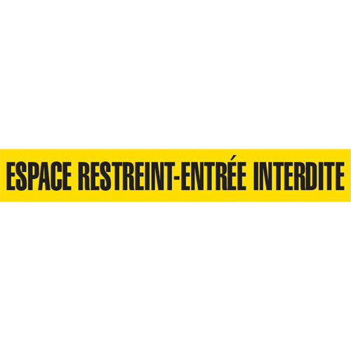 Rubans pour barricades, Français, 3" la x 1000' lo, 3 mils, Noir sur jaune Rideout Tool & Machine Inc.
