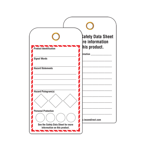 &eacute;tiquettes SGH pour le milieu de travail, Papier cartonn&eacute;, 3" la x 6" h, Anglais Rideout Tool & Machine Inc.