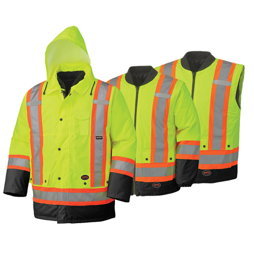 5021BB Manteau de s&eacute;curit&eacute; 6 en 1 imperm&eacute;able, Jaune lime haute visibilit&eacute;, 2T-Grand Rideout Tool & Machine Inc.
