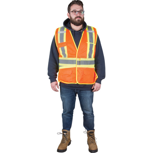 Flame-Resistant Surveyor Vest, High Visibility Orange, 2X-Large, Polyester Rideout Tool & Machine Inc.