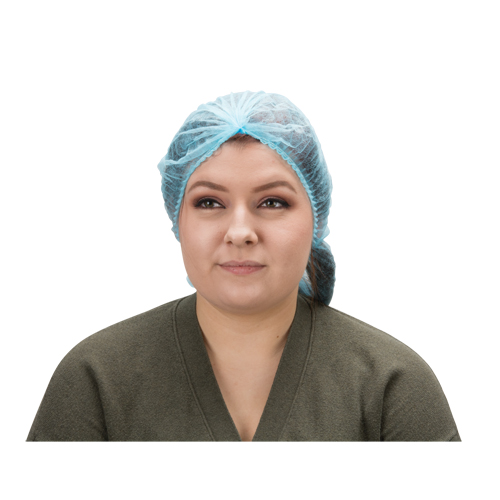 Pleated Bouffant Cap, Polypropylene, 21", Blue Rideout Tool & Machine Inc.