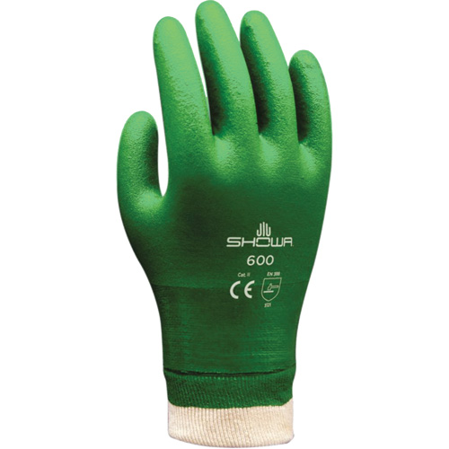 Atlas 600 Coated Gloves, Size Small/7, 9" L, PVC, Cotton Inner Lining, 53-mil Rideout Tool & Machine Inc.