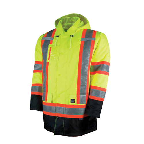 Lined Safety Parka, High Visibility Lime-Yellow, Large Rideout Tool & Machine Inc.