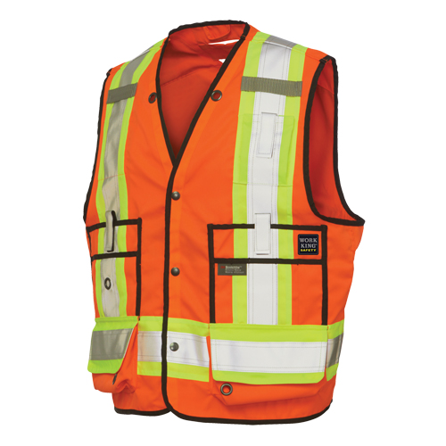 Surveyor Safety Vest, High Visibility Orange, Large, Polyester Rideout Tool & Machine Inc.
