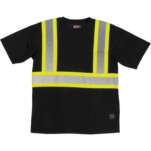 Short-Sleeved Safety T-Shirt with Pocket, Polyester, Large, Black Rideout Tool & Machine Inc.