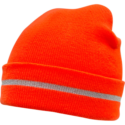 Bonnet en tricot haute visibilit&eacute; avec bande r&eacute;fl&eacute;chissante, Orange haute visibilit&eacute;, Acrylique Rideout Tool & Machine Inc.