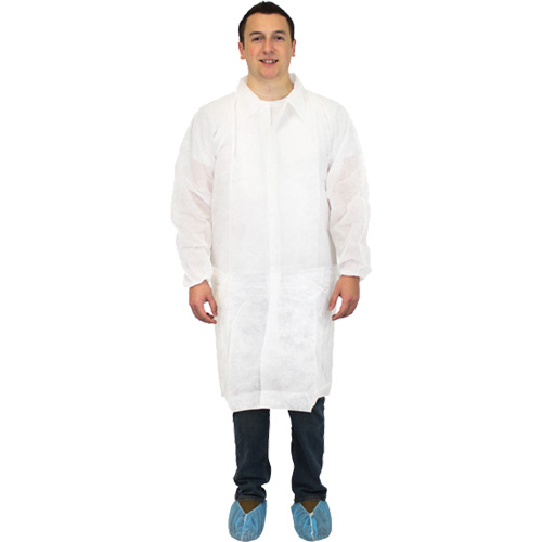 Lab Coat, Polypropylene, White, Large Rideout Tool & Machine Inc.