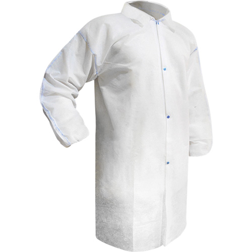 Disposable Lab Coat, Polypropylene, White, Medium Rideout Tool & Machine Inc.