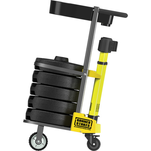 PLUS Barrier Post Cart Kit with Tray, 75' L, Metal, Yellow Rideout Tool & Machine Inc.