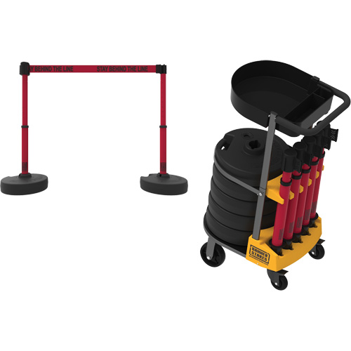 Chariot de transport avec plateau pour barri&egrave;re PLUS, 75' lo, M&eacute;tal, Rouge Rideout Tool & Machine Inc.