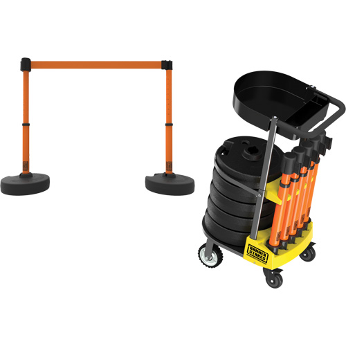 PLUS Barrier Post Cart Kit with Tray, 75' L, Metal, Orange Rideout Tool & Machine Inc.