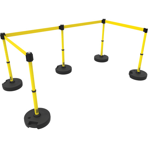 PLUS Barrier Post Set X5, Plastic, 42" H, Yellow Tape, 15' Tape Length Rideout Tool & Machine Inc.