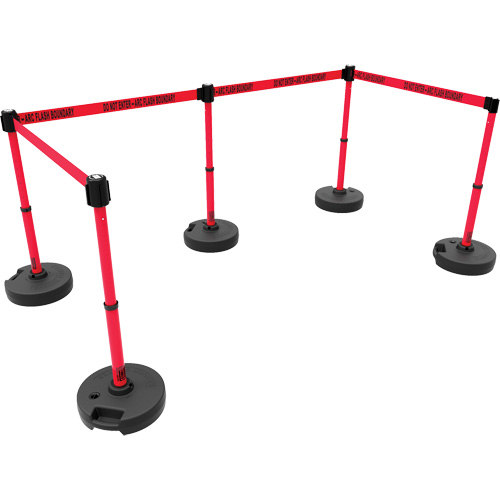PLUS Barrier Post Set X5, Plastic, 42" H, Red Tape, 15' Tape Length Rideout Tool & Machine Inc.