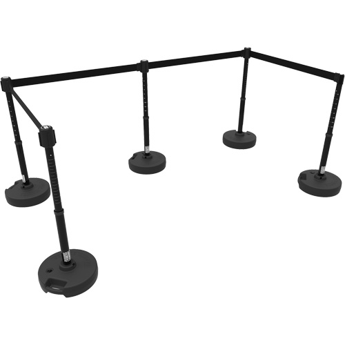 PLUS Barrier Post Set X5, Plastic, 42" H, Black Tape, 15' Tape Length Rideout Tool & Machine Inc.