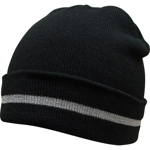 Knit Hat with Silver Reflective Stripe, One Size, Black Rideout Tool & Machine Inc.