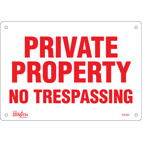 Enseigne Private Property, 7" x 10", Plastique, Anglais Rideout Tool & Machine Inc.