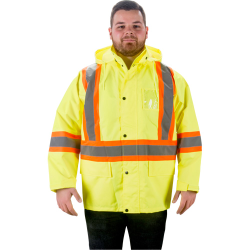RZ1000 Rain Jacket, Polyester, Small, High Visibility Lime-Yellow Rideout Tool & Machine Inc.
