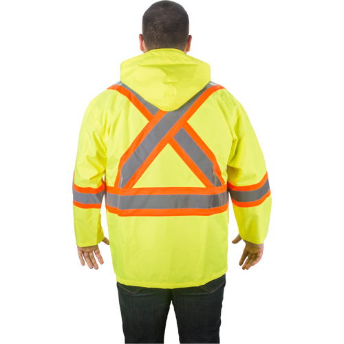 RZ1000 Rain Jacket, Polyester, Small, High Visibility Lime-Yellow Rideout Tool & Machine Inc.