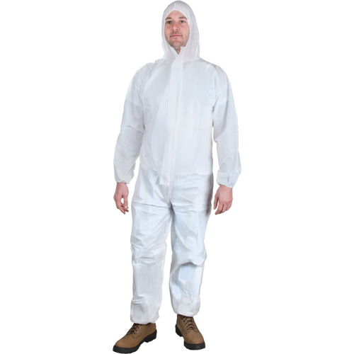 Hooded Coveralls, X-Large, White, Microporous Rideout Tool & Machine Inc.