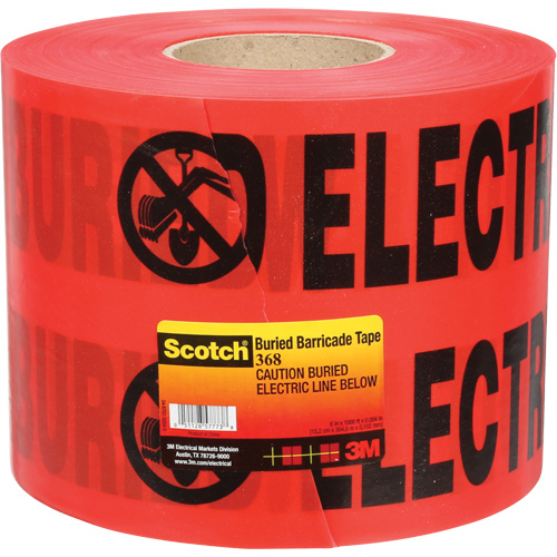 Scotch&reg; Buried Barricade Tape, English, 6" W x 1000' L, 4 mils, Black on Red Rideout Tool & Machine Inc.