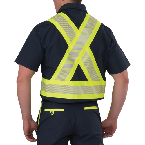 Ripstop High Visibility Short Sleeved Shirt, Polyester, Medium (Tall), Navy Blue Rideout Tool & Machine Inc.