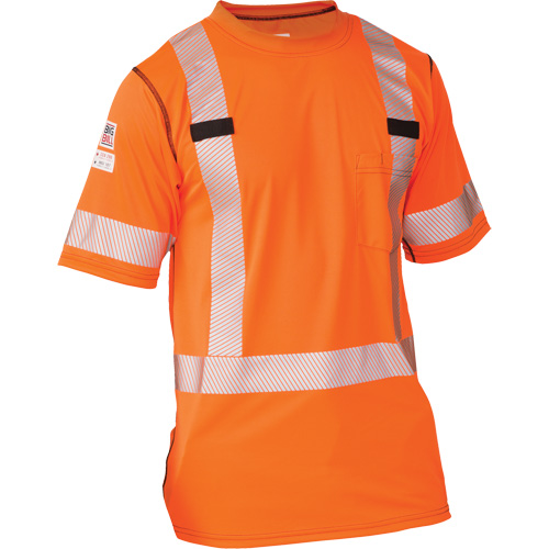Polartec&reg; Power Grid&reg; High Visibility Short Sleeved T-Shirt, Polyester, Small, Orange Rideout Tool & Machine Inc.