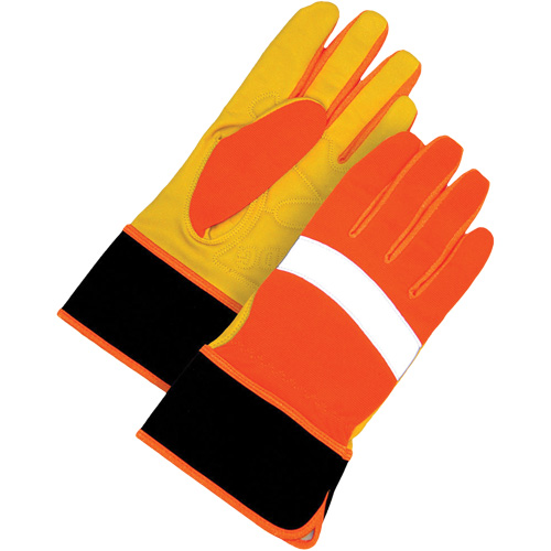 High Visibility Gloves, Size Large, Grain Leather Palm Rideout Tool & Machine Inc.