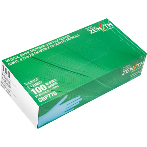 Gants jetables de calibre m&eacute;dical r&eacute;sistants &agrave; la perforation, T-Grand, Nitrile, 4,5 mils, Sans poudre, Bleu, Classe 2 Rideout Tool & Machine Inc.