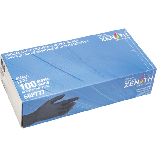 Puncture-Resistant Medical-Grade Disposable Gloves, Small, Nitrile, 5-mil, Powder-Free, Black, Class 2 Rideout Tool & Machine Inc.