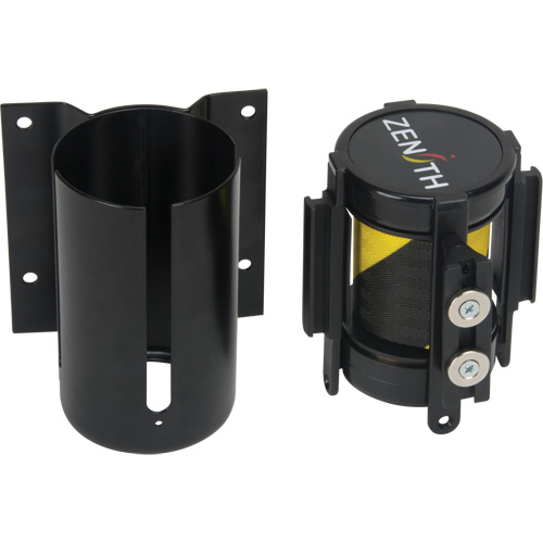 Wall Mount Barrier with Magnetic Tape, Steel, Screw Mount, 7', Black and Yellow Tape Rideout Tool & Machine Inc.
