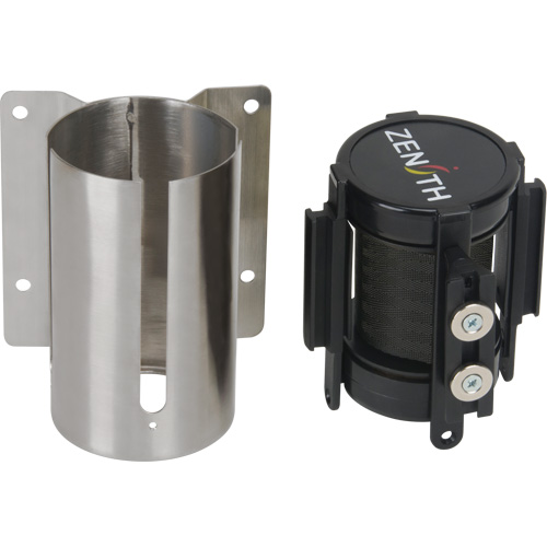 Wall Mount Barrier with Magnetic Tape, Steel, Screw Mount, 7', Black Tape Rideout Tool & Machine Inc.