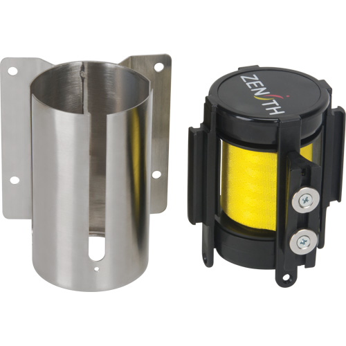 Wall Mount Barrier with Magnetic Tape, Steel, Screw Mount, 7', Yellow Tape Rideout Tool & Machine Inc.