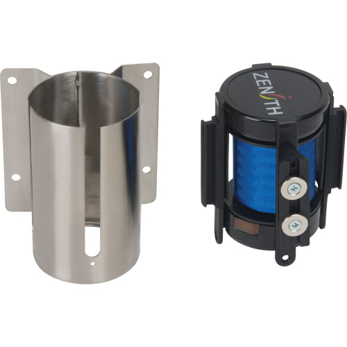 Wall Mount Barrier with Magnetic Tape, Steel, Screw Mount, 7', Blue Tape Rideout Tool & Machine Inc.