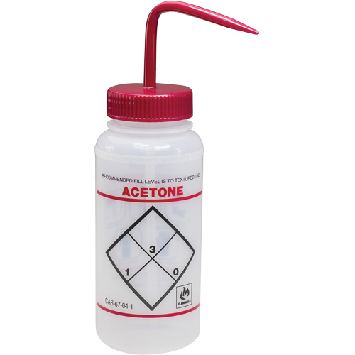 "Acetone" Safety-Labeled Wide-Mouth Wash Bottle, 16 oz. Rideout Tool & Machine Inc.