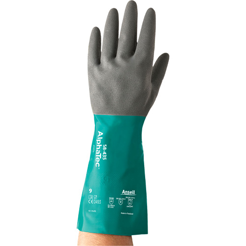 AlphaTec&reg; 58-435 Series Chemical Resistant Gloves, Size 7, 15" L, Nitrile, Cotton/Flock-Lined Inner Lining, 10-mil Rideout Tool & Machine Inc.