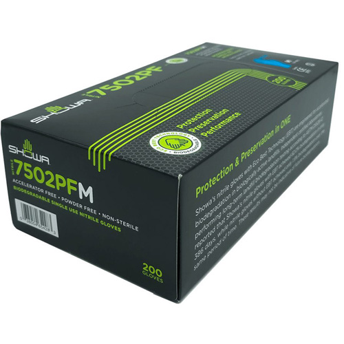 Biodegradable Disposable Gloves, X-Small, Nitrile, 2.5-mil, Powder-Free, Blue Rideout Tool & Machine Inc.