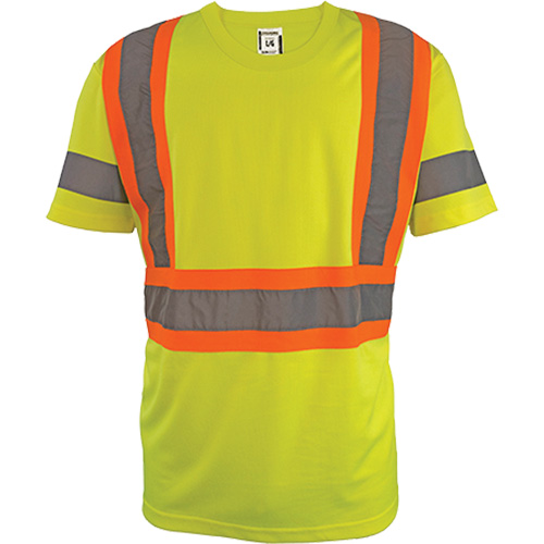 Short Sleeve Safety T-Shirt, Polyester, 2X-Large, High Visibility Lime-Yellow Rideout Tool & Machine Inc.