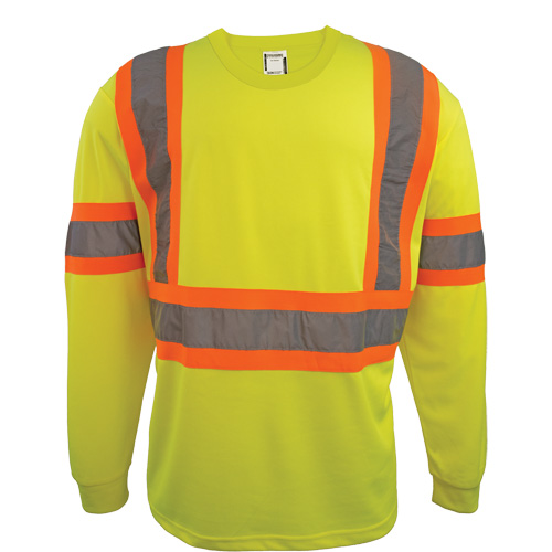Chemise de s&eacute;curit&eacute; &agrave; manches longues, Polyester, 2T-Grand, Jaune lime haute visibilit&eacute; Rideout Tool & Machine Inc.