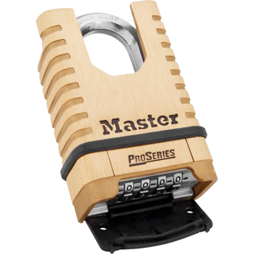 ProSeries&reg; Shrouded Combination Padlock, Brass, Solid Brass, 2-1/4" Width Rideout Tool & Machine Inc.