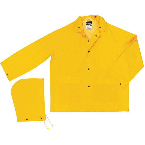 Classic Series Rain Jacket with Detachable Hood, Polyester/PVC, 3X-Large, Yellow Rideout Tool & Machine Inc.