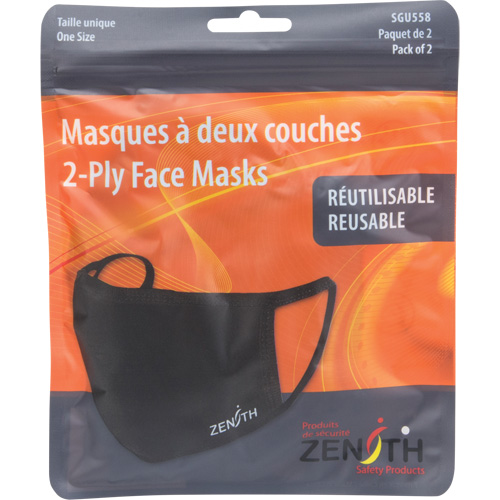 Masques r&eacute;utilisable &agrave; deux couches, Polyester, Noir Rideout Tool & Machine Inc.