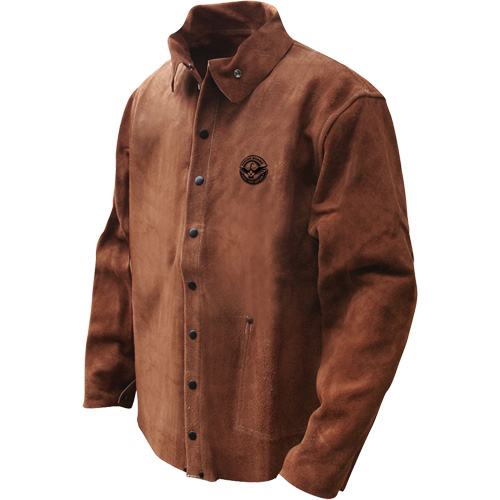 Veste de soudage en cuir fleur de vache refendu Gander Brand, Cuir, 4T-Grand, Brun Rideout Tool & Machine Inc.