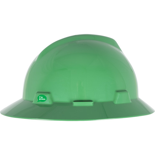 V-Gard&reg; GREEN Slotted Full Brim Hard Hat, Meets CSA Type 1, Ratchet Suspension Rideout Tool & Machine Inc.