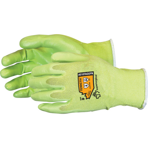 Composite Filament Fiber Cut-Resistant Hi-Viz Glove, Size 5, 18 Gauge, Foam Nitrile Coated, TenActiv Shell, ANSI/ISEA 105 Level 4 Rideout Tool & Machine Inc.