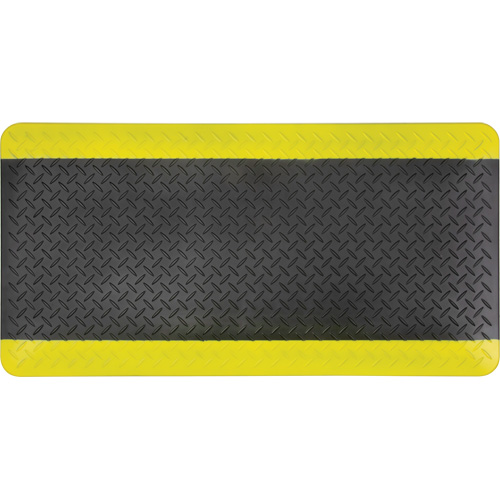 Anti-Fatigue Matting, Diamond, 1-2/3' x 3-1/4' x 3/4", Black/Yellow, Polyurethane Rideout Tool & Machine Inc.