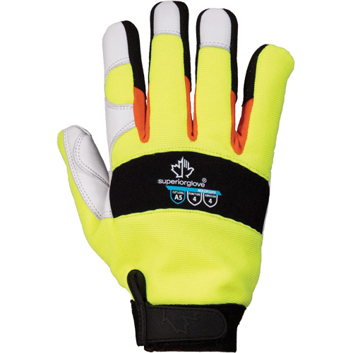 ClutchGear&reg; High-Visibility Mechanic's Gloves, Grain Goatskin Palm, Size Medium Rideout Tool & Machine Inc.