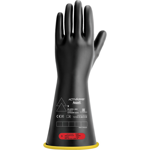 Gants isolants en caoutchouc naturel, ASTM classe 0, Taille 7, 14" lo Rideout Tool & Machine Inc.